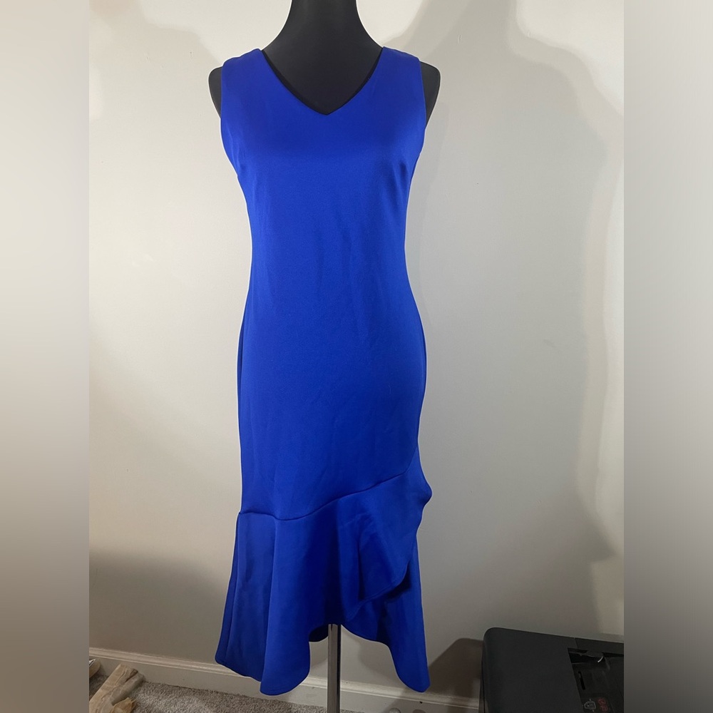 Enfocus Studio Women's Sleeveless Blue Ruffle Hem Slip On Dress Size 6